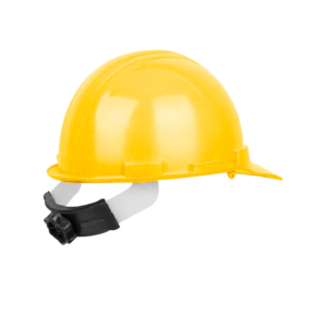 casco amarillo de seguridad con cinta ajustable